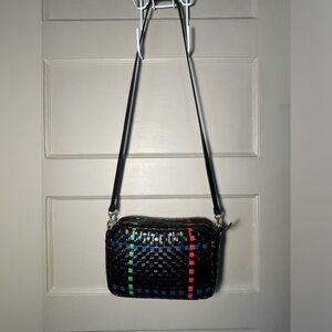 Clare V. Marisol Bag. Black plaid woven leather crossbody. Gently worn.